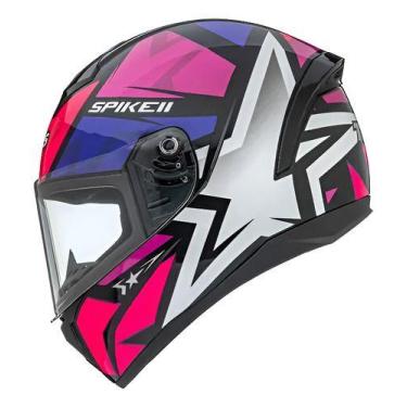 Imagem de Capacete Feminino Peels Spike Ii 2 1st Preto Rosa Estrela Desenho:Sóli