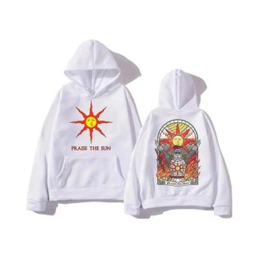 Imagem de Hoodies Impressos Dark Souls Praise the Sun Para Homens E Mulheres, Pu