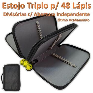 Imagem de Estojo para Lápis até 48Cores com divisórias Individuais com zíper Pre
