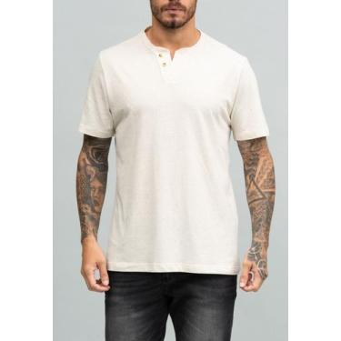 Imagem de Camiseta Gola V com Botões Linho Europeu - RED FEATHER, Natural, GG