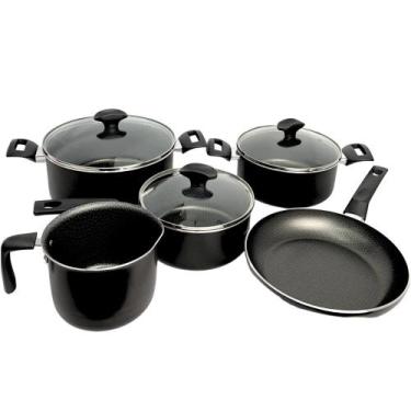 Imagem de Conjunto Panelas 5 Peças Antiaderentes Alumínio Amora Preto - Multiflo