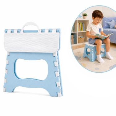Imagem de Banquinho Dobrável Infantil Azul Multifuncional com Alça para Transporte Uso Interno e Externo Yeet