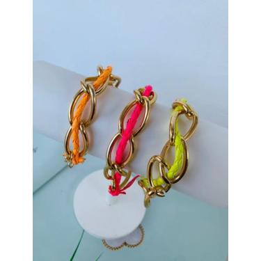 Imagem de Tornozeleiras cores Neon com Correntes banhada a Ouro - Dondocas.Bijus