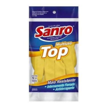 Imagem de Luva de Borracha Latex Sanro Top Amarela Tam. 7(M)