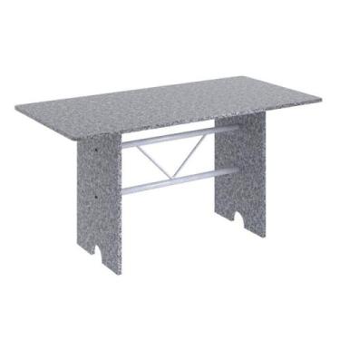 Imagem de Mesa para Cozinha 140x75cm Tampo Granito Cinza/Martelado Pérola/Ocre -