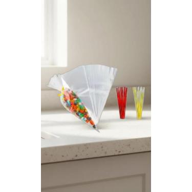Imagem de 300 Saquinhos Cone 10x15cm + 300 Fechos Metalizados - Congratulations 