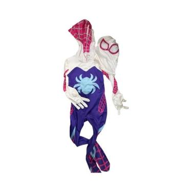 Imagem de Fantasia De Super-Heroína Gwen Spider Para Meninas, Máscara E Macacão 