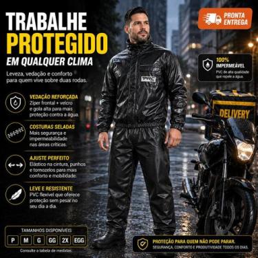 Imagem de Capa de Chuva Moto PVC Impermeavel Conjunto Motoqueiro Piracapas P a 2