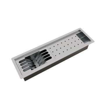 Imagem de Calha Úmida Aço Inox Escorredor Louça Cozinha com Canal Equipado