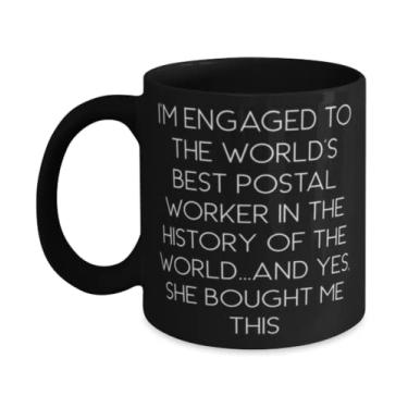 Imagem de Caneca New Fiance 325 g 443 ml, I'm Engaged to the World's Best Postal Worker da História do Mundo e Presente para Presentes exclusivos