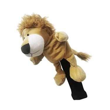 Imagem de Fancyes Capa protetora de madeira para cabeça de taco de golfe para tacos de golfe para presentes de aniversário, Leão