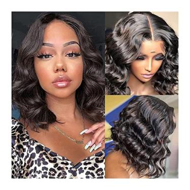 Imagem de Perucas de cabelo humano brasileiro XUE JUAN 1983, 20 a 40 cm, peruca de renda natural 5 × 1 peça, pré-arrancada com cabelo de bebê, ondulado, curto, com fecho de renda, perucas de renda