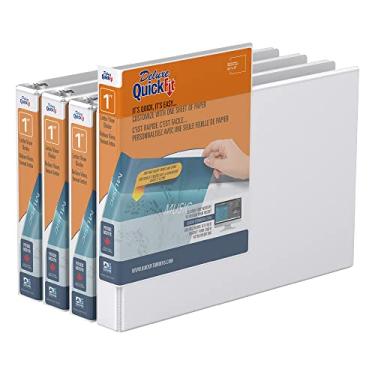 Imagem de QuickFit Pasta com 3 anéis de paisagem, fichário redondo resistente, 21 x 28 x 2,5 cm, pacote com 4, branco