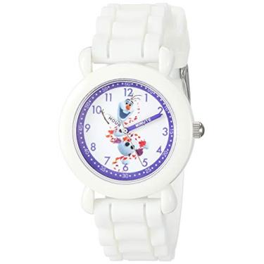 Imagem de Disney Relógio analógico de quartzo para meninos Frozen 2 com pulseira de silicone, branco, 16 (modelo: WDS000813)