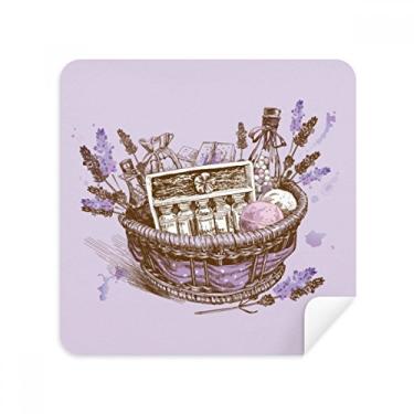 Imagem de Pintura de plantas de flores presente Cesto Lavanda Limpeza de tela Tecido Camurça Pacote com 2