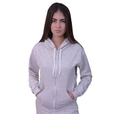 Imagem de Blusa Moletom Com Ziper Feminino Cinza