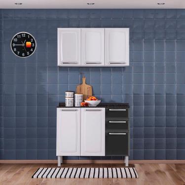 Imagem de Kit Balcão 3 Portas 2 Gavetas com Armário Aéreo 3 Portas Itatiaia Luce