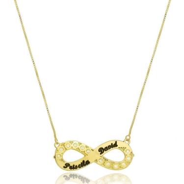 Imagem de Colar Símbolo Do Infinito Com Nomes E Detalhes Em Zircônia