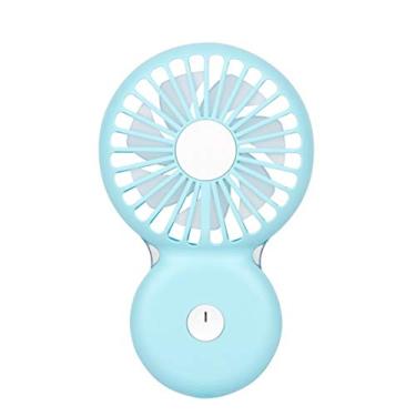 Imagem de HiXB Ventilador USB silencioso portátil com lanterna luz noturna modo 2 velocidade para escritório externo, azul
