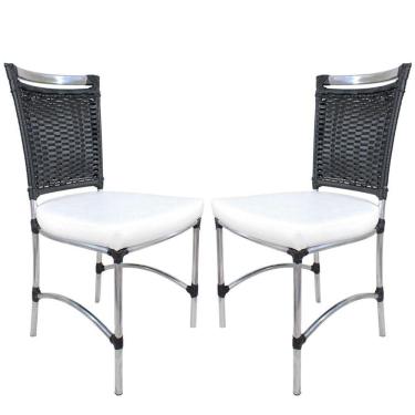 Imagem de 2 Cadeiras De Jantar Jk Em Alumínio Preta