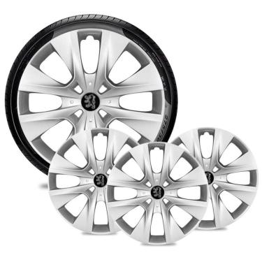 Imagem de Jogo 4 Calota Peugeot Aro 14 Prata Escolha o Carro