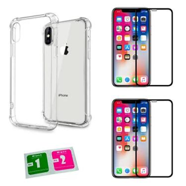 Imagem de Kit Capinha Anti Impacto + 2X Película 9D Cobre Toda Tela Compatível iPhone XS