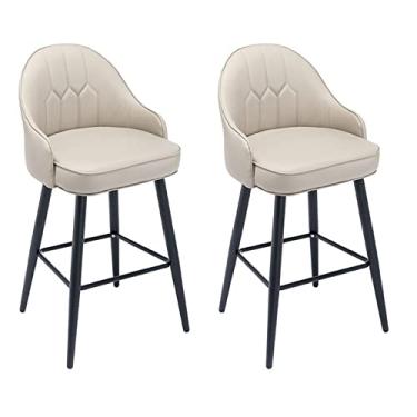 Imagem de Bancos De Bar De Altura Da Cozinha Janeta De 2 Com Costas, Cadeiras De Bar De Jantar Em Casa, Pu Coloque Em Couro Black Chrome Seat Estofado, Para Pubs, Balcão, Ilha Da Cozinha, Sala De Jantar