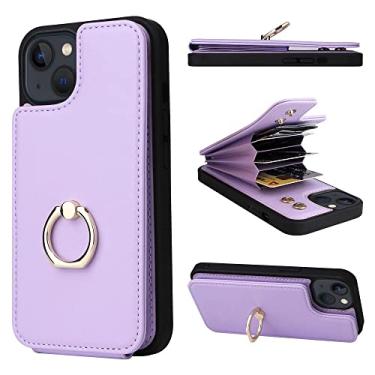 Imagem de Para iPhone 13 11 12 Pro Max X XS XR 7 8 Plus SE2 Estojo de Cartão de Visita Cor Sólida Multifuncional, Roxo Claro, Para iPhone XR