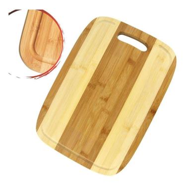 Imagem de Tabua De Corte Carne Legumes Taboa Bambu Para Churrasco Alça