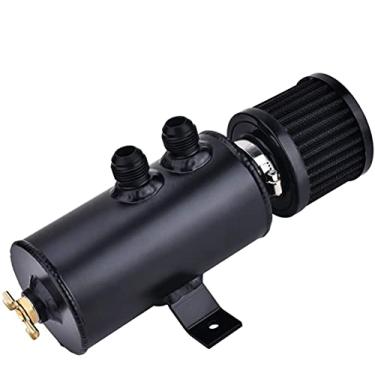 Imagem de Lata de respiro universal 10AN da Evil Energy com válvula de drenagem com filtro de 2 portas de alumínio, 750 ml, preta