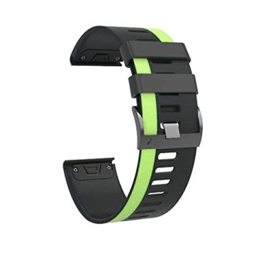 Imagem de GANYUU Pulseira de silicone esportiva para Garmin Fenix 7X 7 6X 6 Pro 5X 5 Plus 3 3HR 935 945 Fácil Ajuste Liberação Rápida 26 22mm Pulseiras (Cor: Preto Verde, Tamanho: Forerunner 935 945)