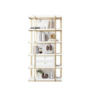 Imagem de KIZQYN Estante de ferro forjado divisória de sala de estar rack de exibição branco, ornamentos de estante preta, estante de livros (cor: branco, tamanho: 120cm)