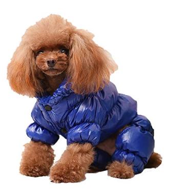 Imagem de Yajun Casaco de jaqueta para cães à prova de vento roupa de neve aconchegante animais de estimação vestuário ao ar livre impermeável cães manter roupas quentes, azul, M