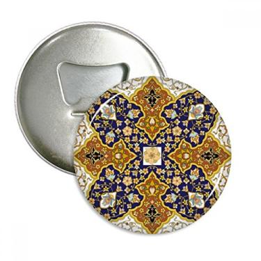 Imagem de Flor Folha Repeat Padrão Moderno Abridor de Garrafas Imã de Geladeira Emblema Multifuncional