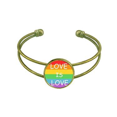 Imagem de Bracelete arco-íris gay lésbica transgênero LGBT pulseira retrô de punho aberto, Na