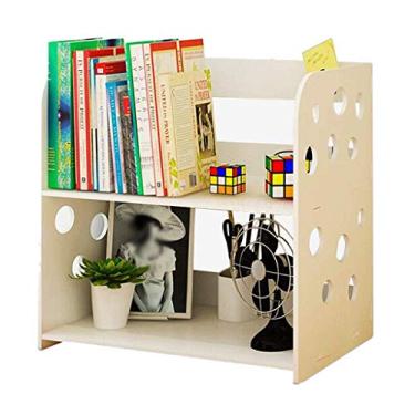 Imagem de KIZQYN Estante organizador de estante de mesa design recorte branco estante de mesa organizador de papelaria prateleira de duas camadas prateleira de exibição de mesa rack estante de livros