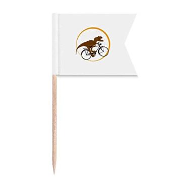 Imagem de Dinossauro Ciclismo Lua Art Deco Presente Moda Palito Bandeiras Marcação para Bolo Festa Comida Prato de Queijo