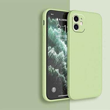 Imagem de Capa de telefone preta de silicone líquido para iPhone 13 12 11 14 Pro XS Max XR X 8 7 6S 6 Plus SE 2020 Capa traseira macia para proteção de câmera, verde, para iPhone 13 Mini