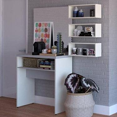 Imagem de Conjunto Balin 1 Aparador e 3 Nichos Bramov Móveis Branco/cinza