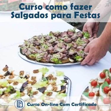 Imagem de Curso Online em videoaula de como fazer Salgados para Festas com Certificado + 2 brindes