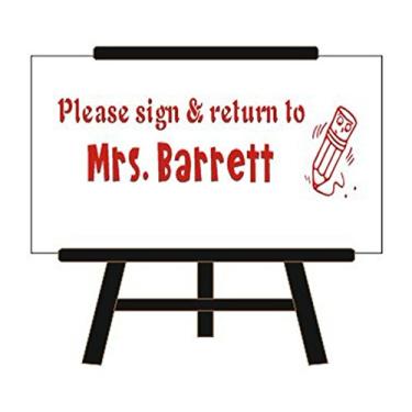 Imagem de Carimbo para professor - Please Sign & Return to - Nome personalizado do professor de borracha carimbo vermelho autotinta - Trodat 12,5 - 2,5 cm x 2-3/4"