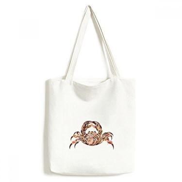 Imagem de Bolsa de lona com estampa de caranguejo e organismo marinho bolsa de compras casual