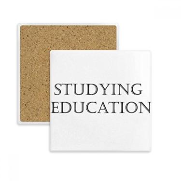 Imagem de Porta-copos quadrado com frases curtas para estudar, educação, porta-copos, caneca subplaca, suporte de pedra isolante