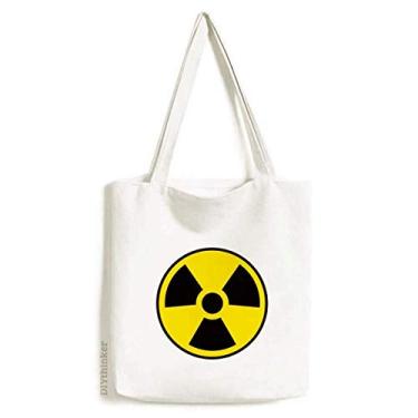 Imagem de Bolsa sacola de lona com símbolo de radiação química perigo amarelo bolsa de compras casual bolsa de mão