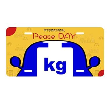 Imagem de DIYthinker Placa de identificação de placa de aviso quadrada azul peso decoração de carro dia da paz