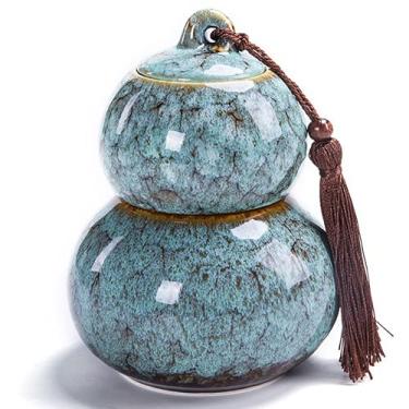 Imagem de Ceramic Gourd Tea Caddy Portátil Selado Tea Cans Armazenamento de Viagem Spice Tea Boxes Candy Tank