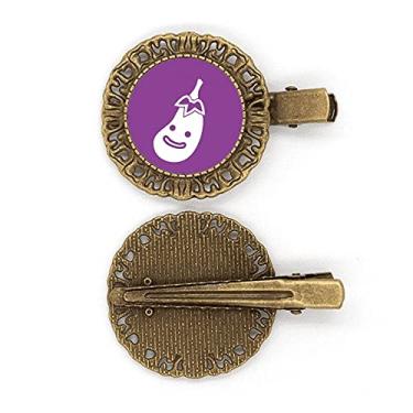 Imagem de Grampo de cabelo de berinjela feliz com expressão vegetal