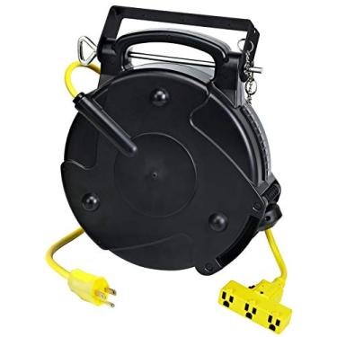 Imagem de Alert Carretel de cabo de extensão retrátil 8140TP, disjuntor de circuito, preto