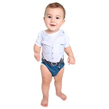 Imagem de Body Verão Policial Bebê Sulamericana Fantasias Branco/Azul 3 Meses