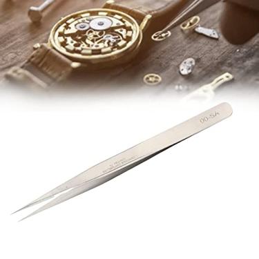 Imagem de Pinça de aço inoxidável, Ferramentas de precisão Pinça antimagnética de qualidade Ferramenta de reparo de relógio anti-inoxidável, Pinça anti-estática de ponta curva anti-ácido (00-SA)